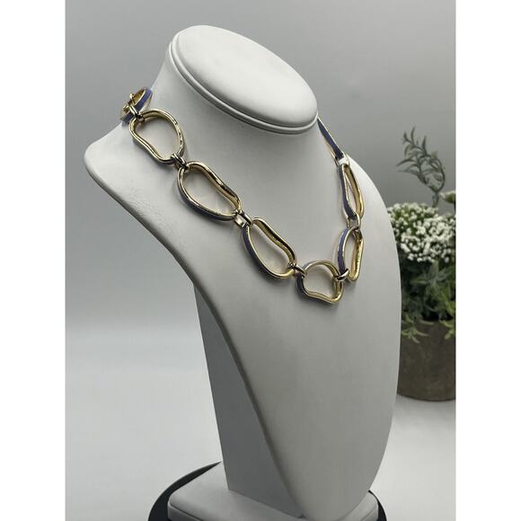 MIGNONNE GAVIGAN Lilac Enamel Gold Plated NEALE Chain Link Necklace - Picture 2 of 8